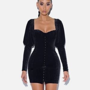Miss Circle Black Velvet Mini Dress Small